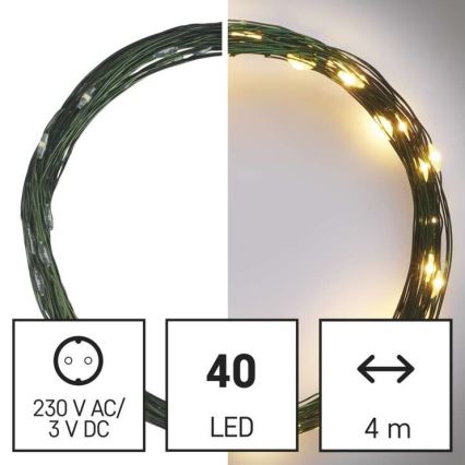LED Christmas outdoor chain 40xLED/9m IP44 warm white