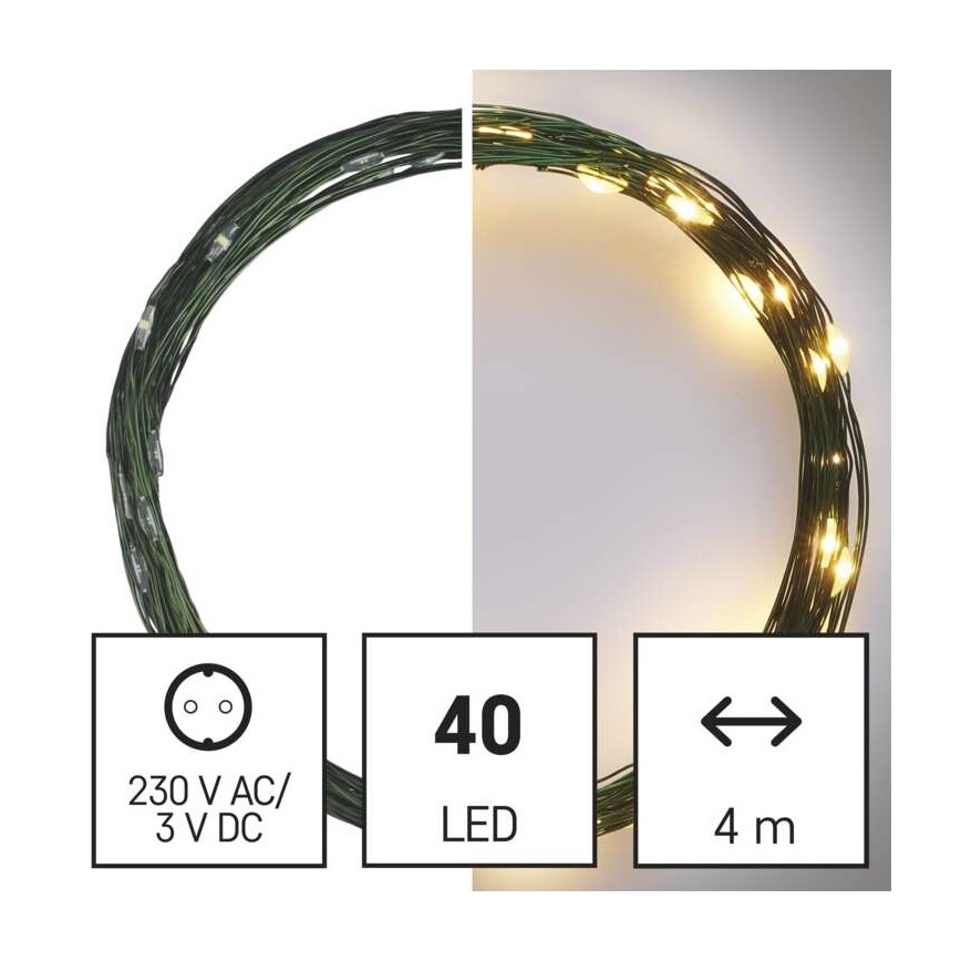 LED Christmas outdoor chain 40xLED/9m IP44 warm white