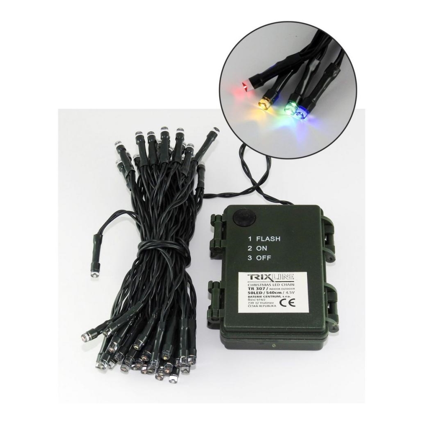 LED Christmas outdoor chain 50xLED/2 functions 5,4m IP44 multicolor