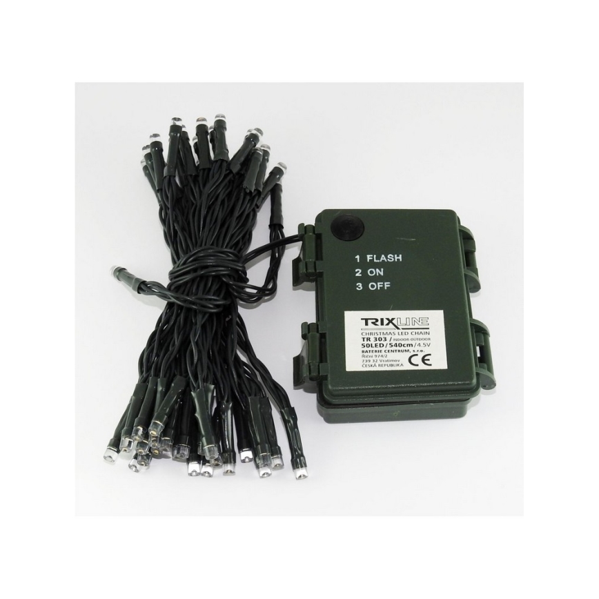 LED Christmas outdoor chain 50xLED/2 functions 5,4m IP44 warm white