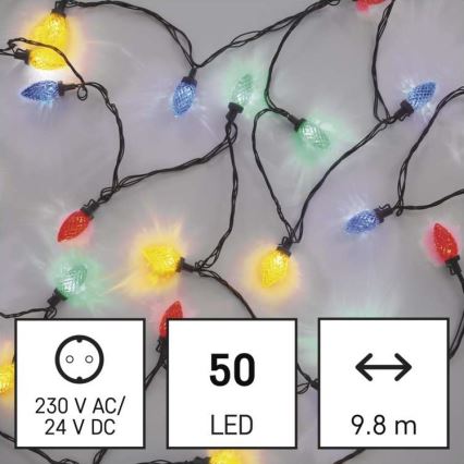 LED Christmas outdoor chain 50xLED/8 modes 14,8m IP44 multicolor