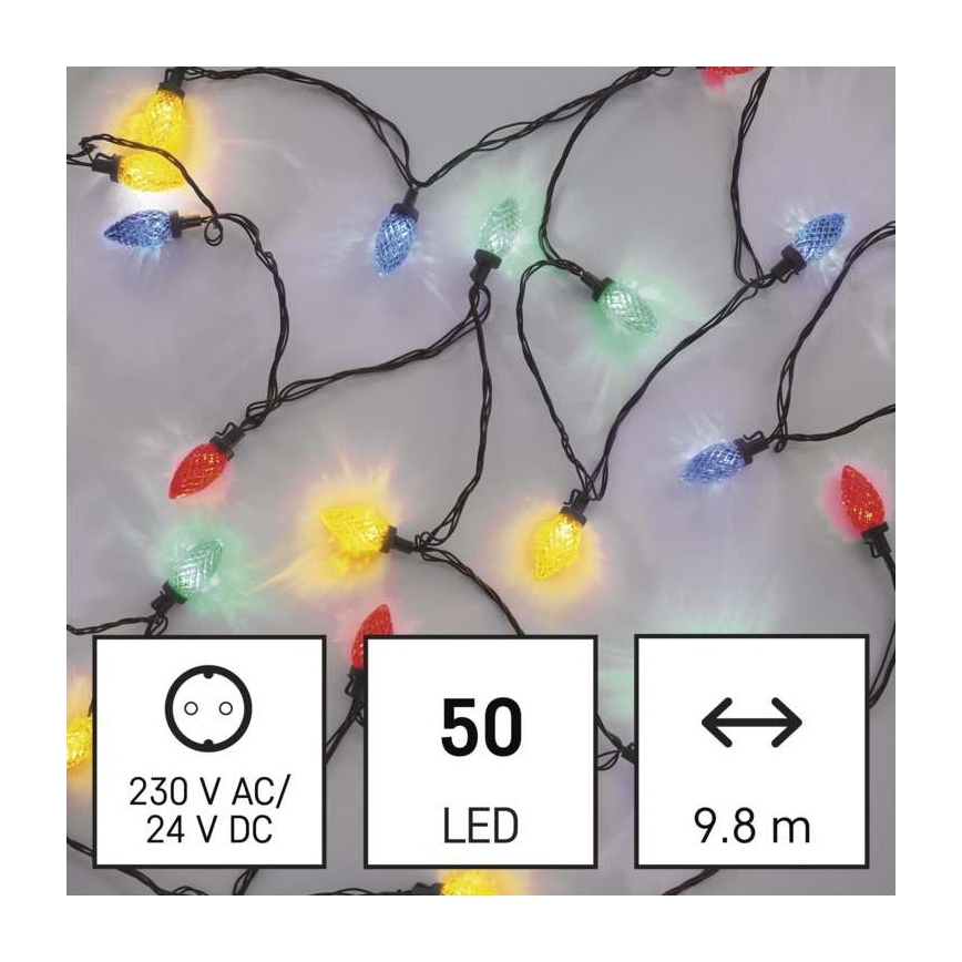 LED Christmas outdoor chain 50xLED/8 modes 14,8m IP44 multicolor