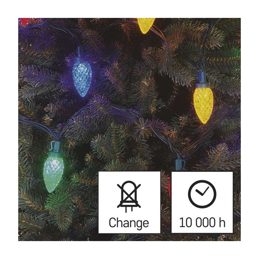 LED Christmas outdoor chain 50xLED/8 modes 14,8m IP44 multicolor