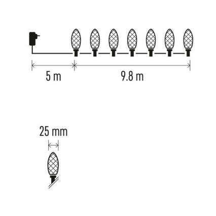 LED Christmas outdoor chain 50xLED/8 modes 14,8m IP44 multicolor