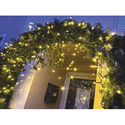 LED Christmas outdoor chain 600xLED/8 modes 15m IP44 warm white