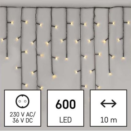 LED Christmas outdoor chain 600xLED/8 modes 15m IP44 warm white