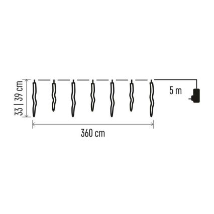 LED Christmas outdoor chain 60xLED/8,6m IP44