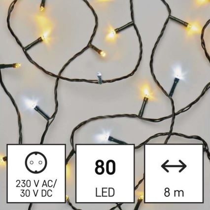 LED Christmas outdoor chain 80xLED/13m IP44 warm/cool white