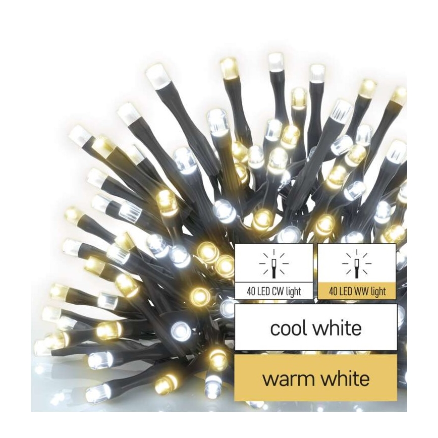 LED Christmas outdoor chain 80xLED/13m IP44 warm/cool white