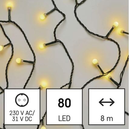 LED Christmas outdoor chain 80xLED/13m IP44 warm white