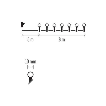 LED Christmas outdoor chain 80xLED/13m IP44 warm white