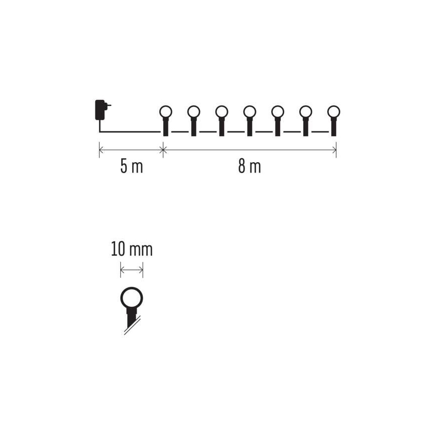 LED Christmas outdoor chain 80xLED/13m IP44 warm white