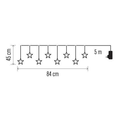 LED Christmas outdoor chain 8xLED/5,84m IP44 stars