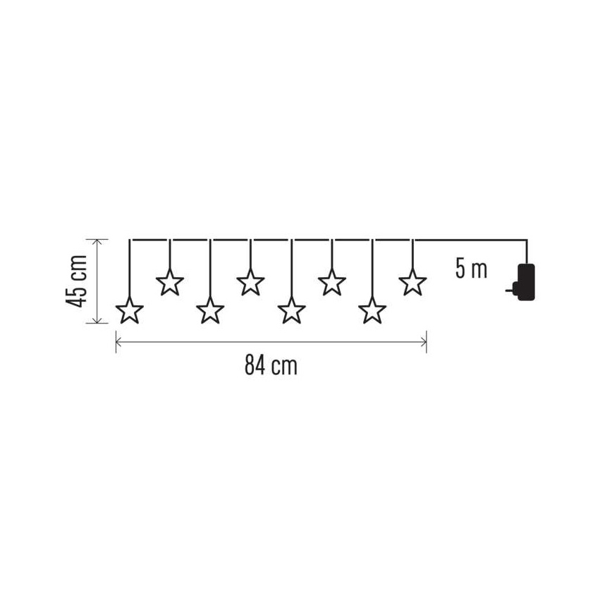 LED Christmas outdoor chain 8xLED/5,84m IP44 stars