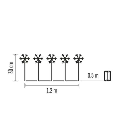 LED Christmas outdoor decoration 5xLED/3xAA IP44 snowflakes