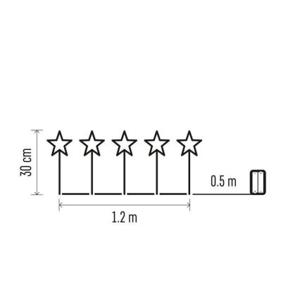 LED Christmas outdoor decoration 5xLED/3xAA IP44 stars