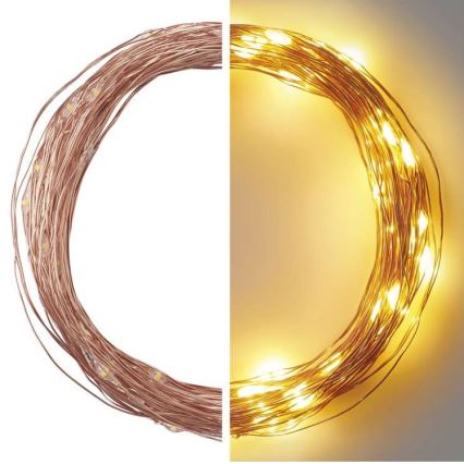 LED Christmas outdoor string lights, 100 LEDs / 15 m, IP44, warm white