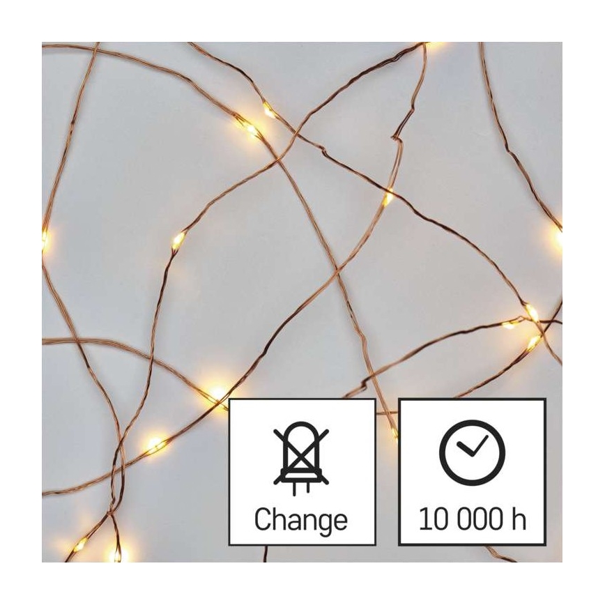 LED Christmas outdoor string lights, 100 LEDs / 15 m, IP44, warm white