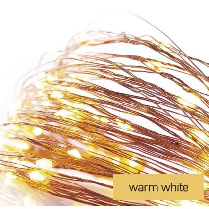 LED Christmas outdoor string lights, 100 LEDs / 15 m, IP44, warm white