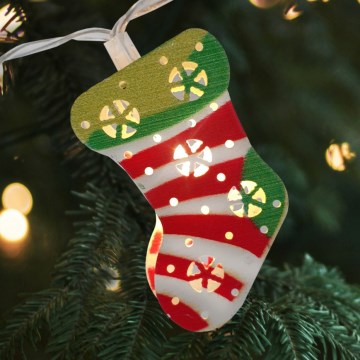 LED Christmas outdoor string lights 10xLED/2xAA 1.65 m IP44 warm white stockings