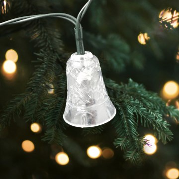 LED Christmas outdoor string lights 20xLED/2xAA 2.2 m IP44 multicolor bell lights