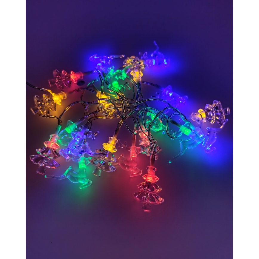 LED Christmas outdoor string lights 20xLED/2xAA 2.2 m IP44 multicolor trees and reindeer