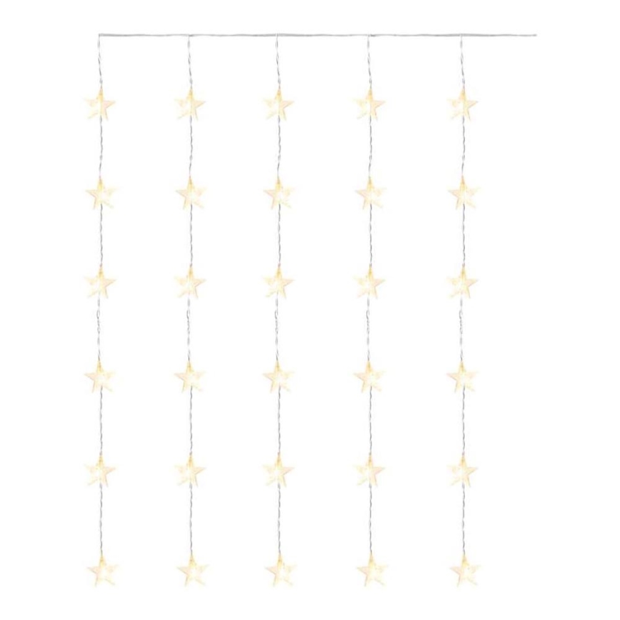 LED Christmas outdoor string lights, 30 LEDs / 3.9 m, IP44, star-shaped