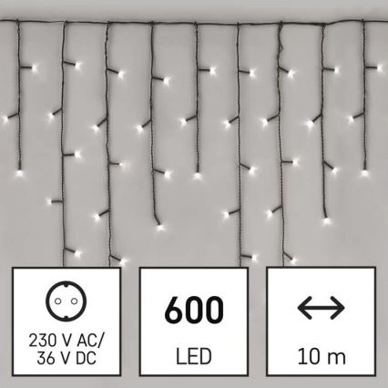 LED Christmas outdoor string lights 600 LEDs / 8 modes, 15 m, IP44, cool white