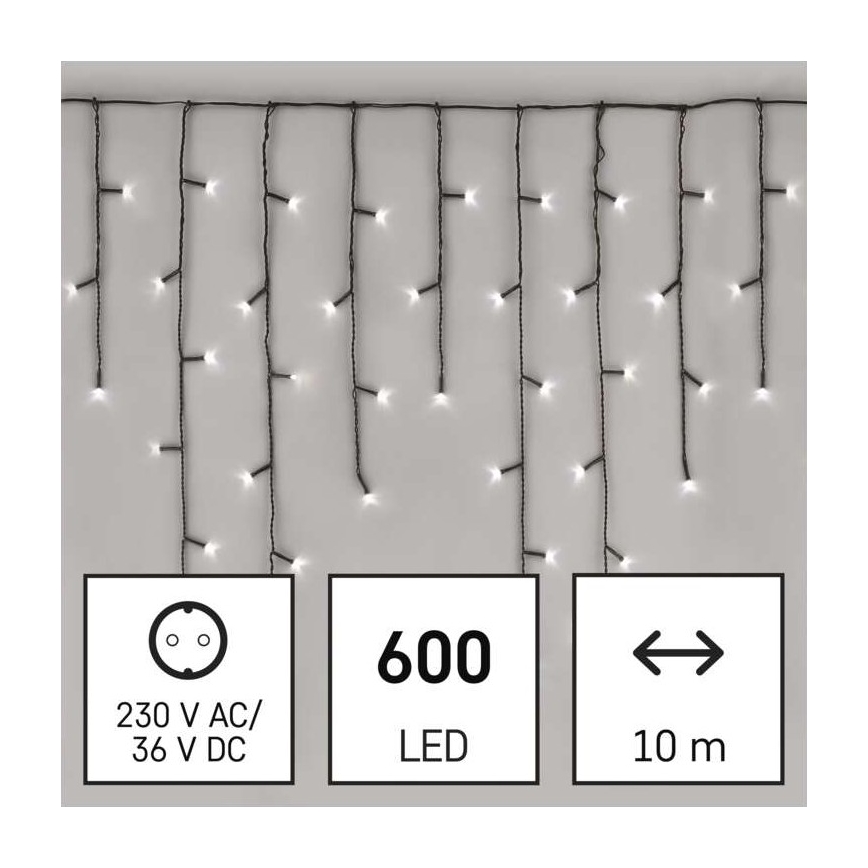 LED Christmas outdoor string lights 600 LEDs / 8 modes, 15 m, IP44, cool white