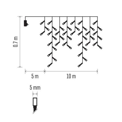 LED Christmas outdoor string lights 600 LEDs / 8 modes, 15 m, IP44, cool white