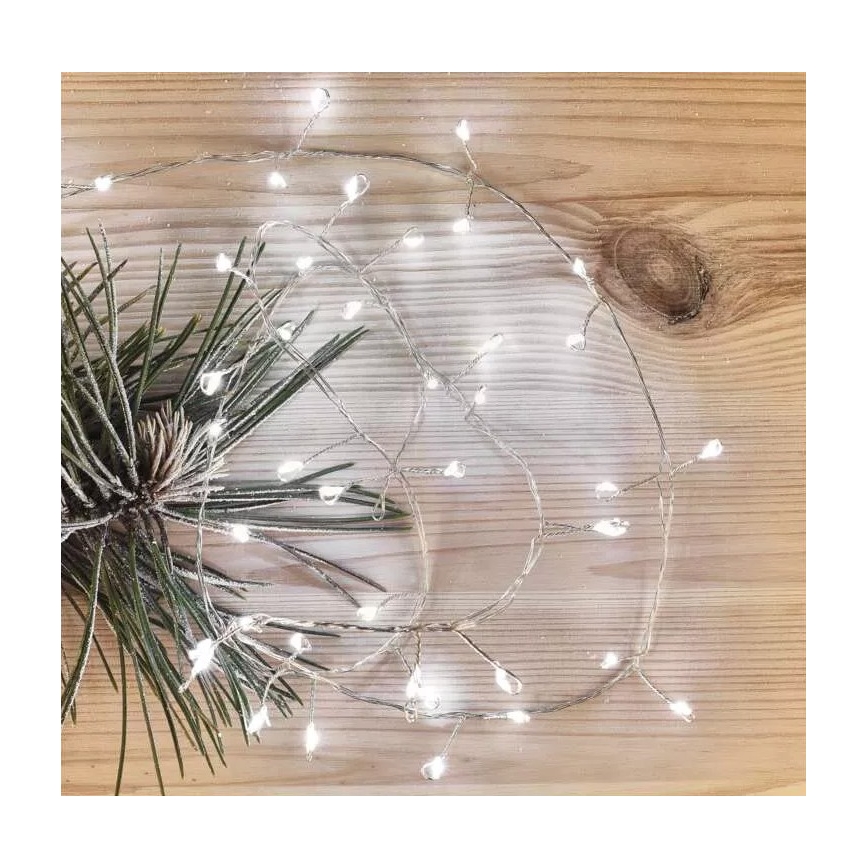 LED Christmas string 100xLED/3xAA 2,7 m cool white