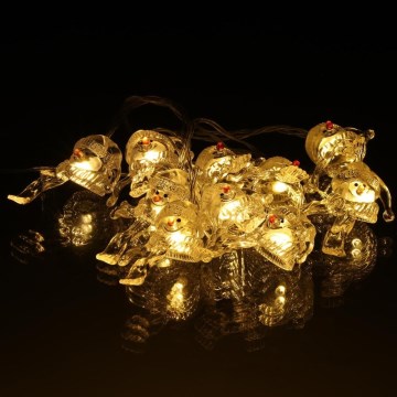 LED Christmas string lights 10xLED/2xAA/warm white 1.65m snowmen