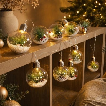 LED Christmas string lights 10xLED/3xAAA/warm white 2.1m balls