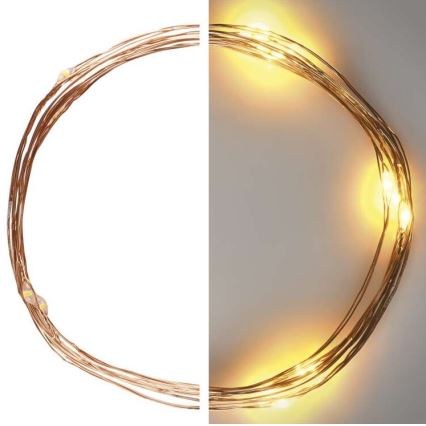 LED Christmas string lights, 20 LEDs / 2.4 m, warm white