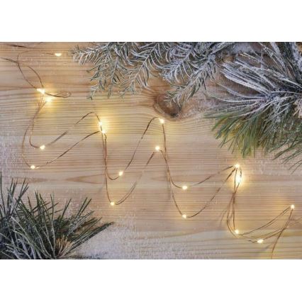 LED Christmas string lights, 20 LEDs / 2.4 m, warm white