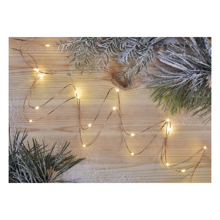LED Christmas string lights, 20 LEDs / 2.4 m, warm white