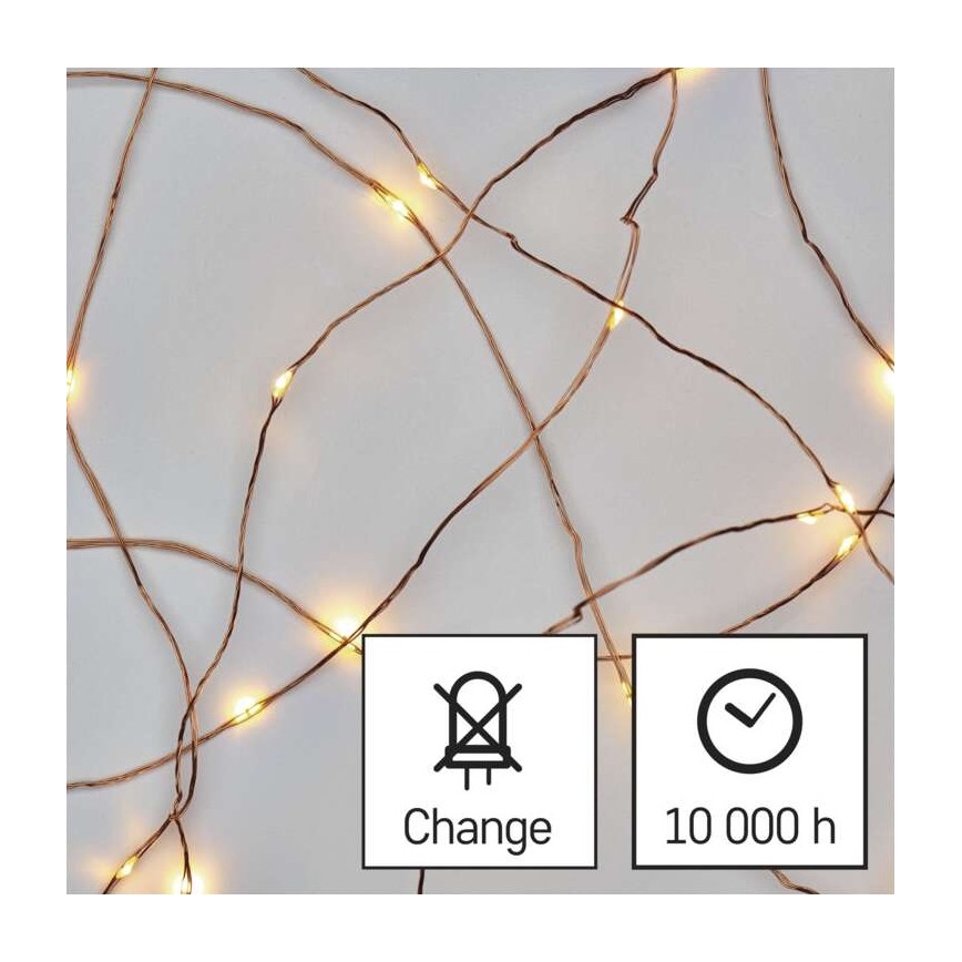 LED Christmas string lights, 20 LEDs / 2.4 m, warm white