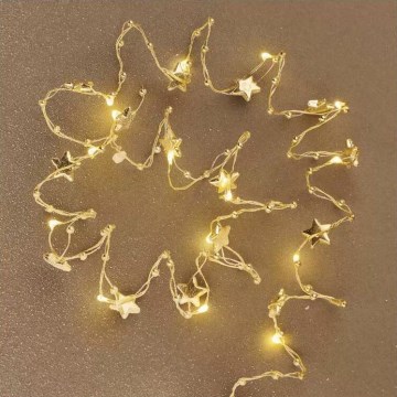 LED Christmas string lights, 20 LEDs / 2×AA, 2.2 m, warm white