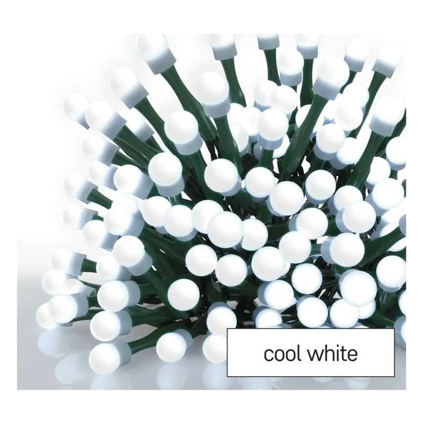 LED Christmas String Lights, 200 LEDs — 8 Lighting Modes, 20 m, IP44, Cool White