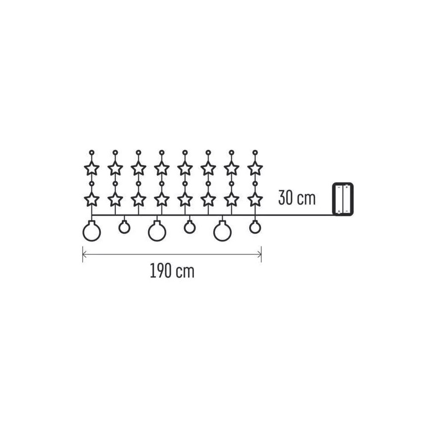 LED Christmas string lights 20xLED/2xAA 2.2 m warm white