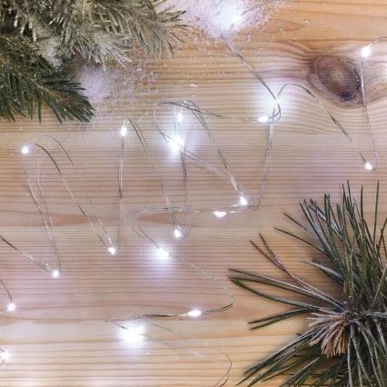 LED Christmas string lights 20xLED/2xAA 2.4m cool white
