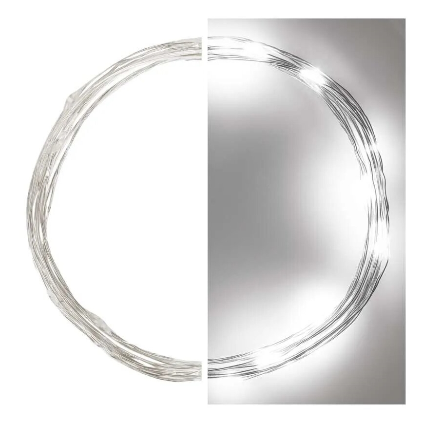 LED Christmas string lights 20xLED/2xAA 2.4m cool white
