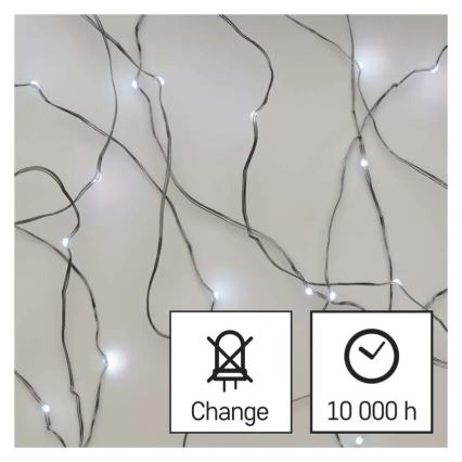 LED Christmas string lights 20xLED/2xAA 2.4m cool white