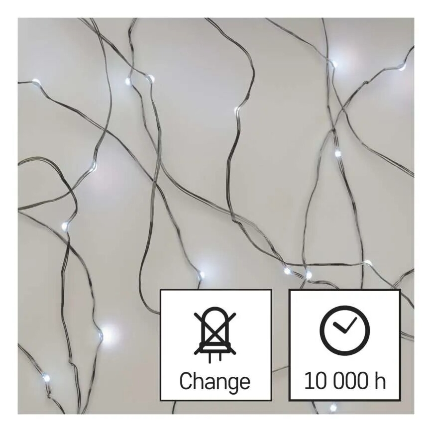 LED Christmas string lights 20xLED/2xAA 2.4m cool white