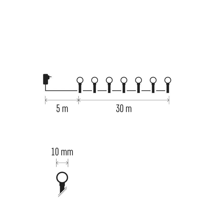 LED Christmas String Lights, 300 LEDs, 8 modes, 35 m, Cool White