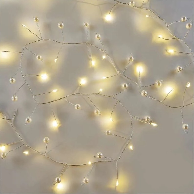 LED Christmas String Lights, 40 LEDs, 3×AA, 1.5 m, Warm White