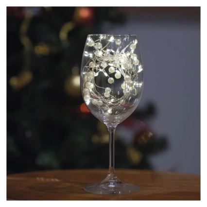 LED Christmas String Lights, 40 LEDs, 3×AA, 1.5 m, Warm White