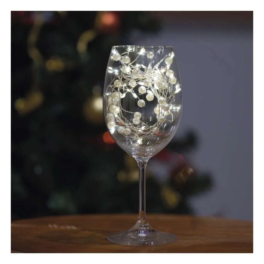 LED Christmas String Lights, 40 LEDs, 3×AA, 1.5 m, Warm White