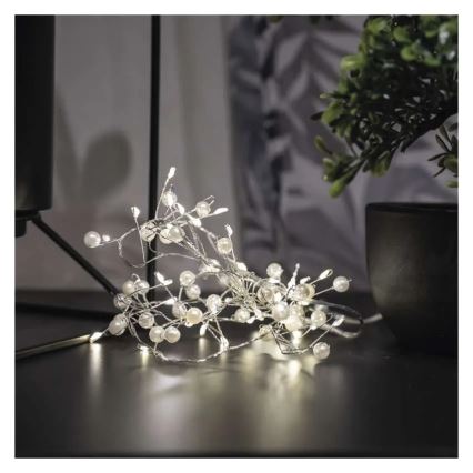 LED Christmas String Lights, 40 LEDs, 3×AA, 1.5 m, Warm White