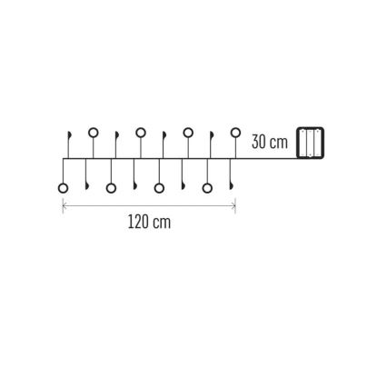 LED Christmas String Lights, 40 LEDs, 3×AA, 1.5 m, Warm White